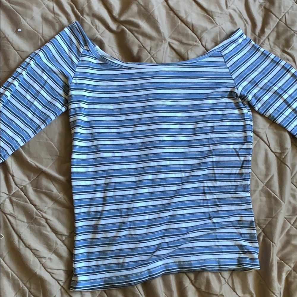 Striped off the shoulder long sleeve